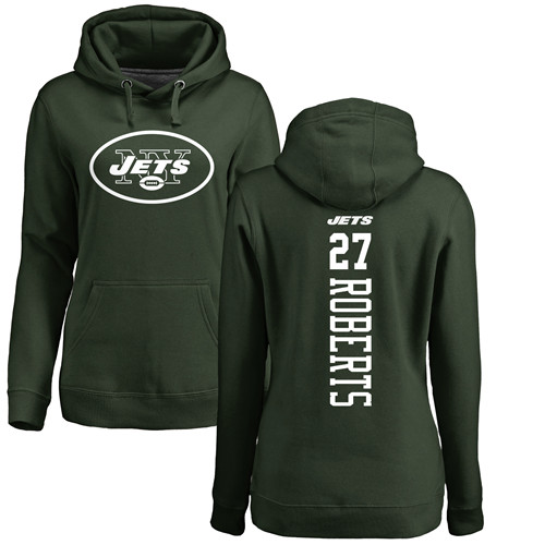 New York Jets Green Women Darryl Roberts Backer NFL Football #27 Pullover Hoodie Sweatshirts